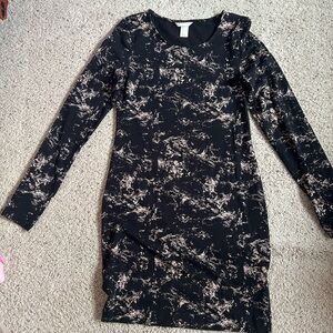 H&M Elegant Black and Tan Patterned Dress